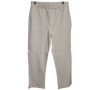 Susan Graver Weekend White Cotton Cropped Ankle Pants, Size S